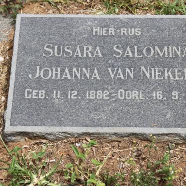 NIEKERK Susara Salomina Johanna, van 1882-1956