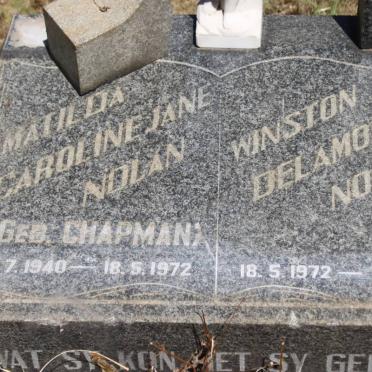 NOLAN Matilda Caroline Jane nee CHAPMAN 1940-1972 :: NOLAN Winston Delamore 1972-1972