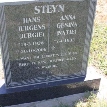 STEYN Hans Jurgens 1928-2006 &amp; Anna Gesina 1933-