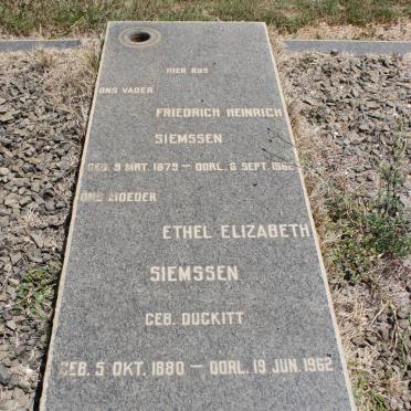 SIEMSSEN Friedrich Heinrich 1879-1962 &amp; Ethel Elizabeth DUCKITT 1880-1962