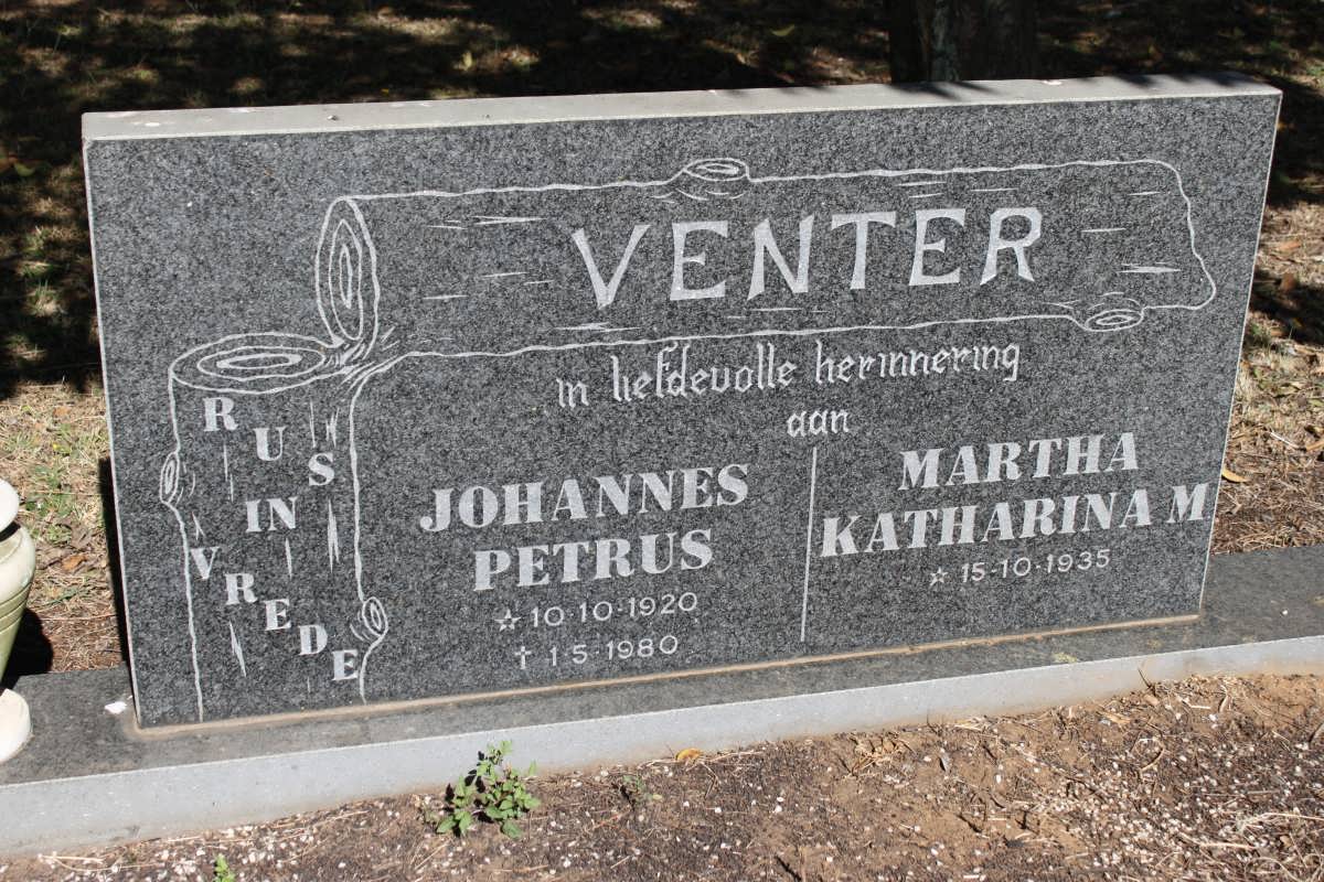 VENTER Johannes Petrus 1920-1980 & Martha Katharina M. 1935-