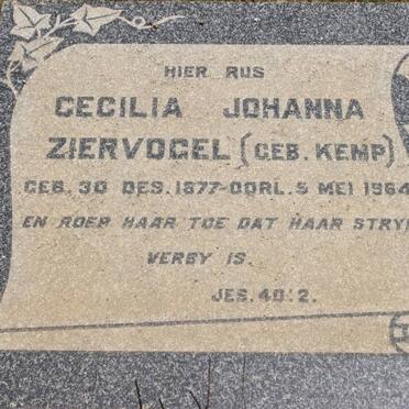 ZIERVOGEL Cecilia Johanna nee KEMP 1877-1964