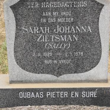 ZIETSMAN Sarah Johanna 1929-1978