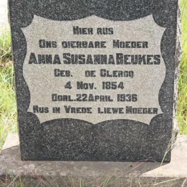 BEUKES Anna Susanna nee DE CLERGQ 1854-1936