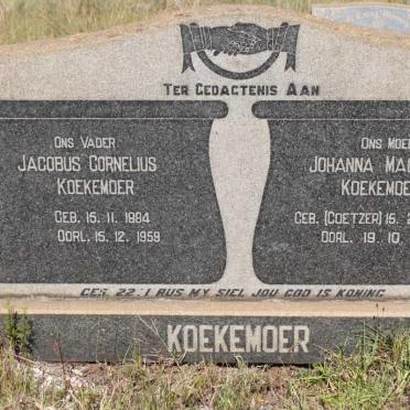 KOEKEMOER Jacobus Cornelius 1884-1959 &amp; Johanna Magdalena COETZER 1894-1968