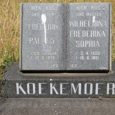 KOEKEMOER Frederik Paulus 1904-1978 &amp; Wilhelmina Frederika Sophia 1908-1981