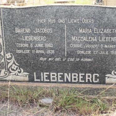 LIEBENBERG Barend Jacobus 1863-1938 &amp; Maria Elizabeth Magdalena VISSER 1870-1955
