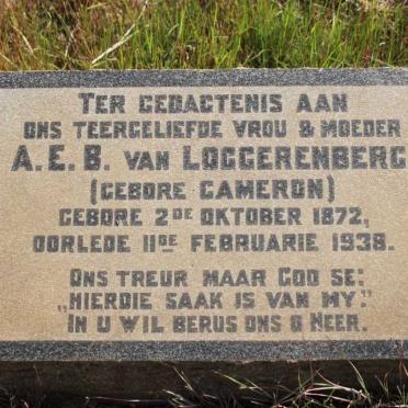 LOGGERENBERG A.E.B., van nee CAMERON 1872-1938