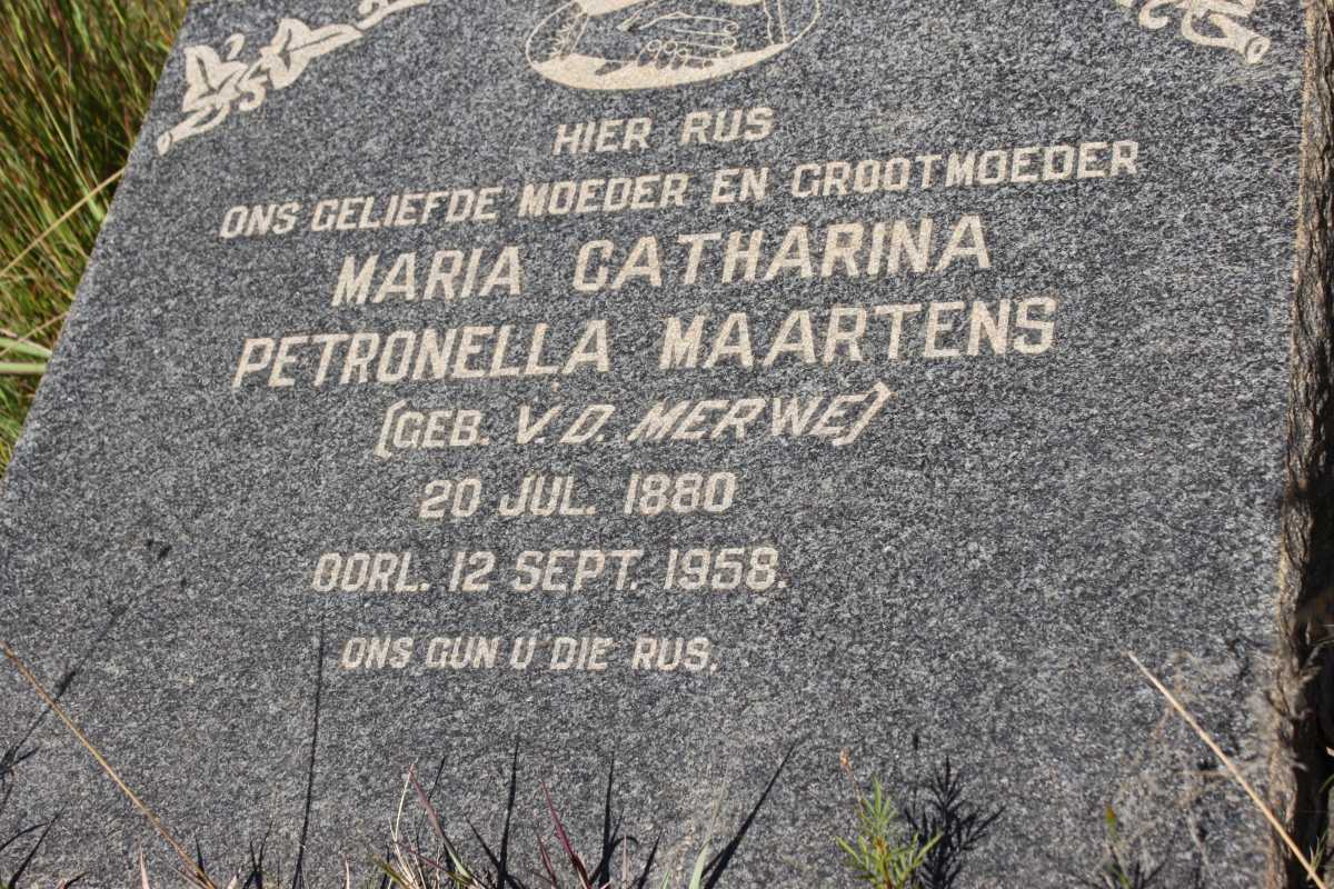 MAARTENS Maria Catharina Petronella geb v.d. MERWE 1880-1958