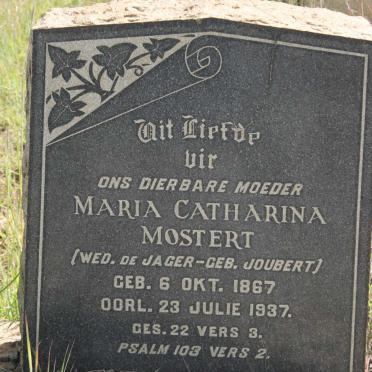 MOSTERT Maria Catharina voorheen DE JAGER nee JOUBERT 1867-1937