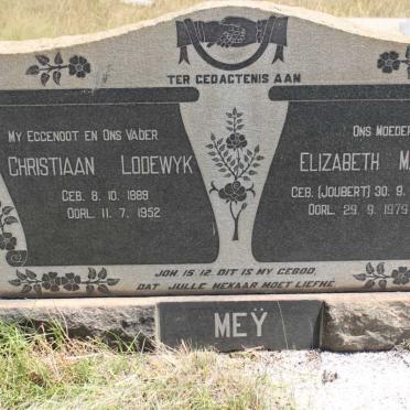 MEY Christiaan Lodewyk 1889-1952 &amp; Elizabeth Maria JOUBERT 1898-1979