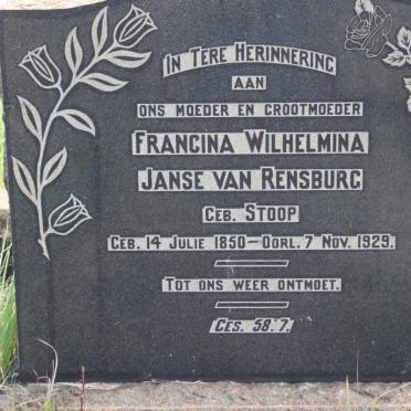 RENSBURG Francina Wilhelmina, Janse van geb STOOP 1850-1929