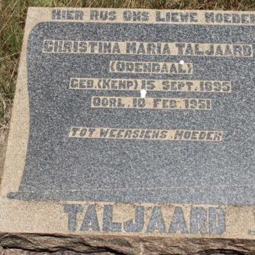 TALJAARD Christina Maria formerly ODENDAAL nee KEMP 1895-1951