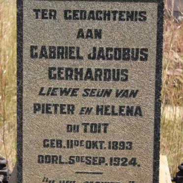 TOIT Gabriel Jacobus Gerhardus, du 1893-1924