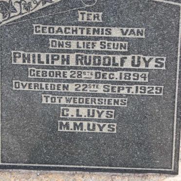 UYS Philiph Rudolf 1894-1929