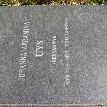 UYS Johanna Abramina geb VAN WYK 1899-1979