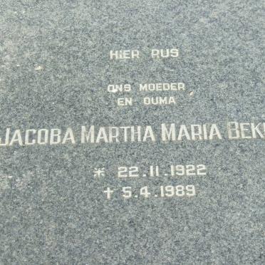 BEKKER Jacoba Martha Maria 1922-1989