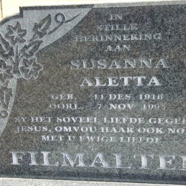 FILMALTER Susanna Aletta 1910-1995