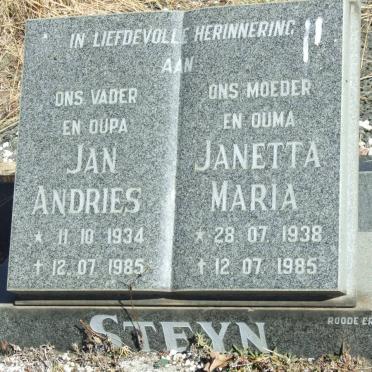 STEYN Jan Andries 1934-1985 &amp; Janetta Maria 1938-1985