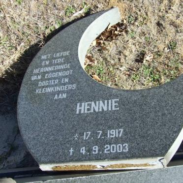 SCHNETLER Hennie 1917-2003