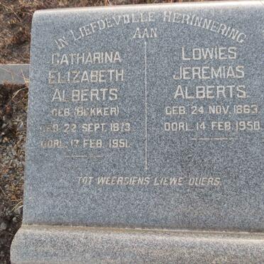 ALBERTS Lowies Jeremias 1863-1950 & Catharina Elizabeth nee BEKKER 1873-1951