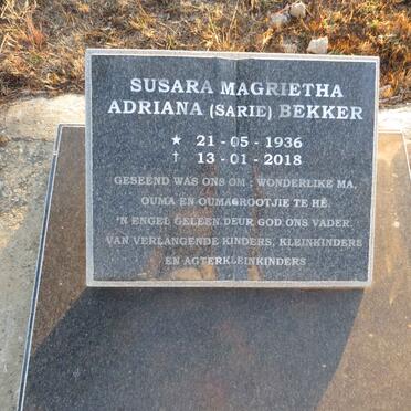 BEKKER Susara Magrietha Adriana 1936-2018