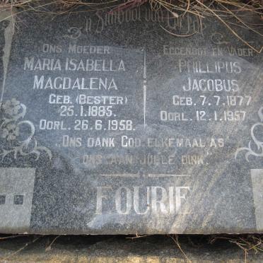 FOURIE Phillipus Jacobus 1877-1957 & Maria Isabella Magdalena BESTER 1885-1958 