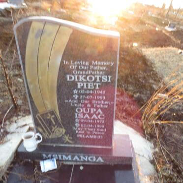 MSIMANGA Dikotsi Piet 1945-1993 :: Oupa Isaac 1972-1999