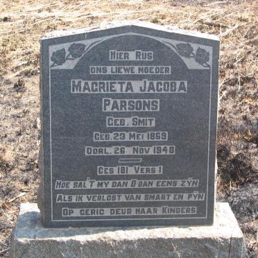 PARSONS Magrieta Jacoba nee SMIT 1863-1948