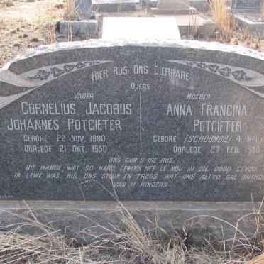 POTGIETER Cornelius Jacobus Johannes 1880-1950 &amp; Anna Francina SCHOOMBIE 1887-1953