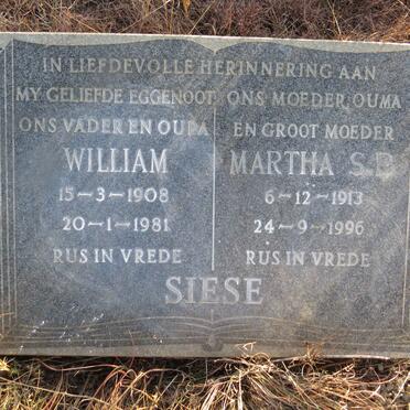 SIESE William 1908-1981 & Martha S.P. 1913-1996