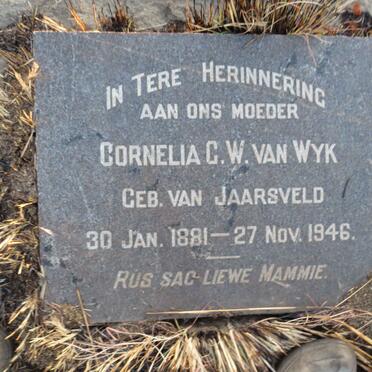 WYK Cornelia C.W., van nee VAN JAARSVELD 1881-1946