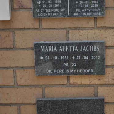 JACOBS Maria Aletta 1931-2012