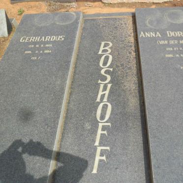 BOSHOFF Gerhardus 1909-1984 &amp; Anna Dorothea VAN DER MERWE 1913-1992