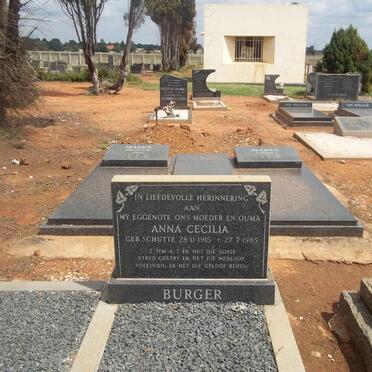 BURGER Anna Cecilia nee SCHUTTE 1915-1985