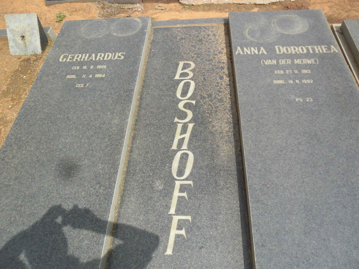 BOSHOFF Gerhardus 1909-1984 & Anna Dorothea VAN DER MERWE 1913-1992