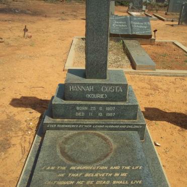 COSTA Hannah nee KOURIE 1907-1967