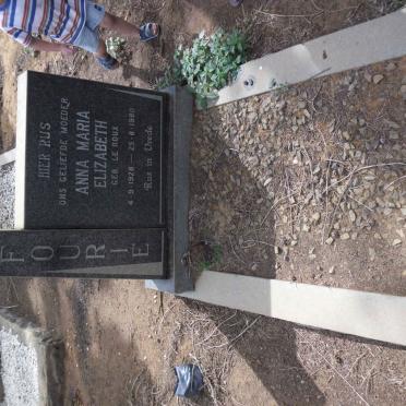 FOURIE Anna Maria Elizabeth nee LE ROUX 1928-1980