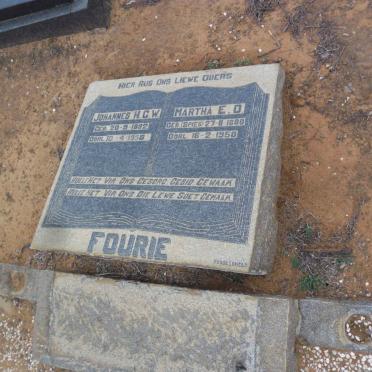 FOURIE Johannes H.G.W. 1882-1958 &amp; Martha E.D. SPIES 1880-1950