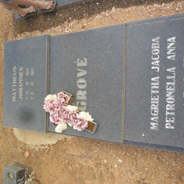 GROVÉ Mattheus Johannes 1924-1997 &amp; Magrietha Jacoba Petronella Anna 1931-2007