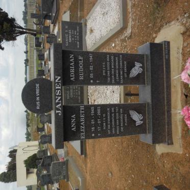 JANSEN Adriaan Rudolf 1947- &amp; Anna Elizabeth 1945-2003