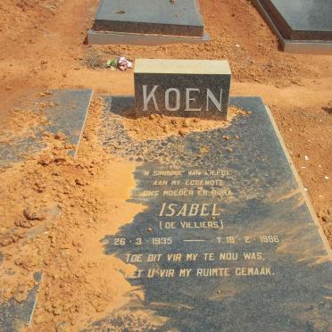 KOEN Isabel nee DE VILLIERS 1935-1986