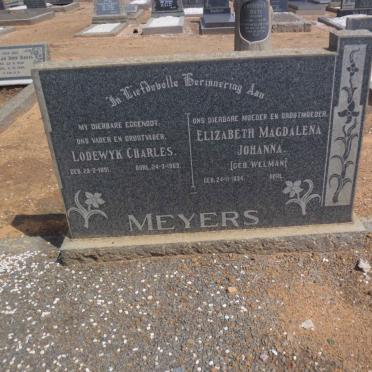 MEYERS Lodewyk Charles 1891-1963 &amp; Elizabeth Magdalena Johanna WELMAN 1894-