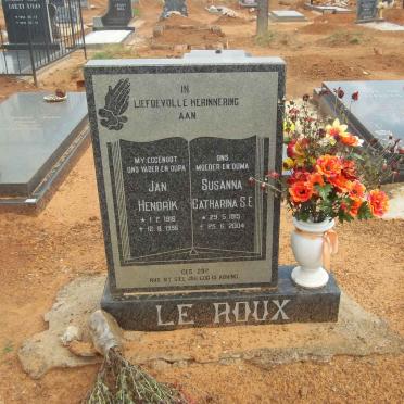 ROUX Jan Hendrik, le 1916-1996 &amp; Susanna Catharina S. E. 1915-2004