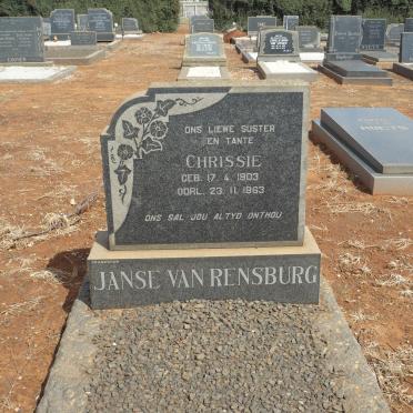 RENSBURG Chrissie, Janse van 1903-1963