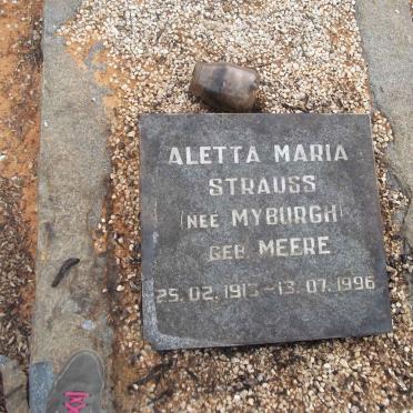 STRAUSS Aletta Maria nee MYBURGH geb MEERE 1913-1996