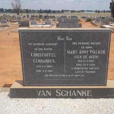 SCHANKE Christoffel Gerhardus, van 1894-1964 &amp; Mary Anny Walker DE BEER 1908-2000