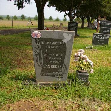 EEDEN Ferdinand Petrus, van 1951- &amp; Martha Louisa 1944-2007