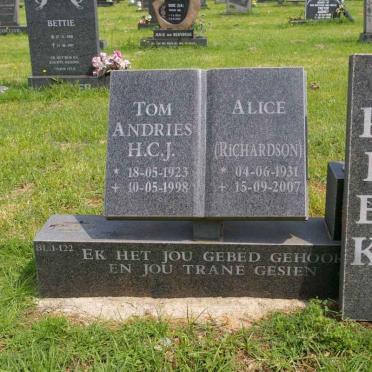PIEK Tom Andries H.C.J. 1923-1998 &amp; Alice RICHARDSON 1931-2007