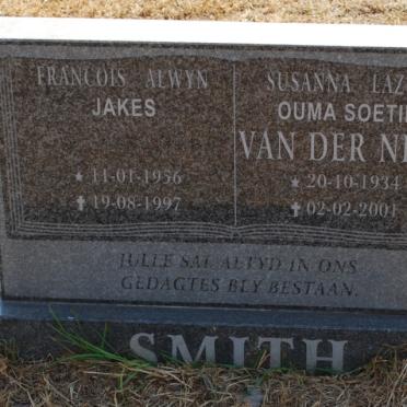 SMITH Francois Alwyn 1956-1997 &amp; Susanna Lazya VAN DER NEST 1931-2001